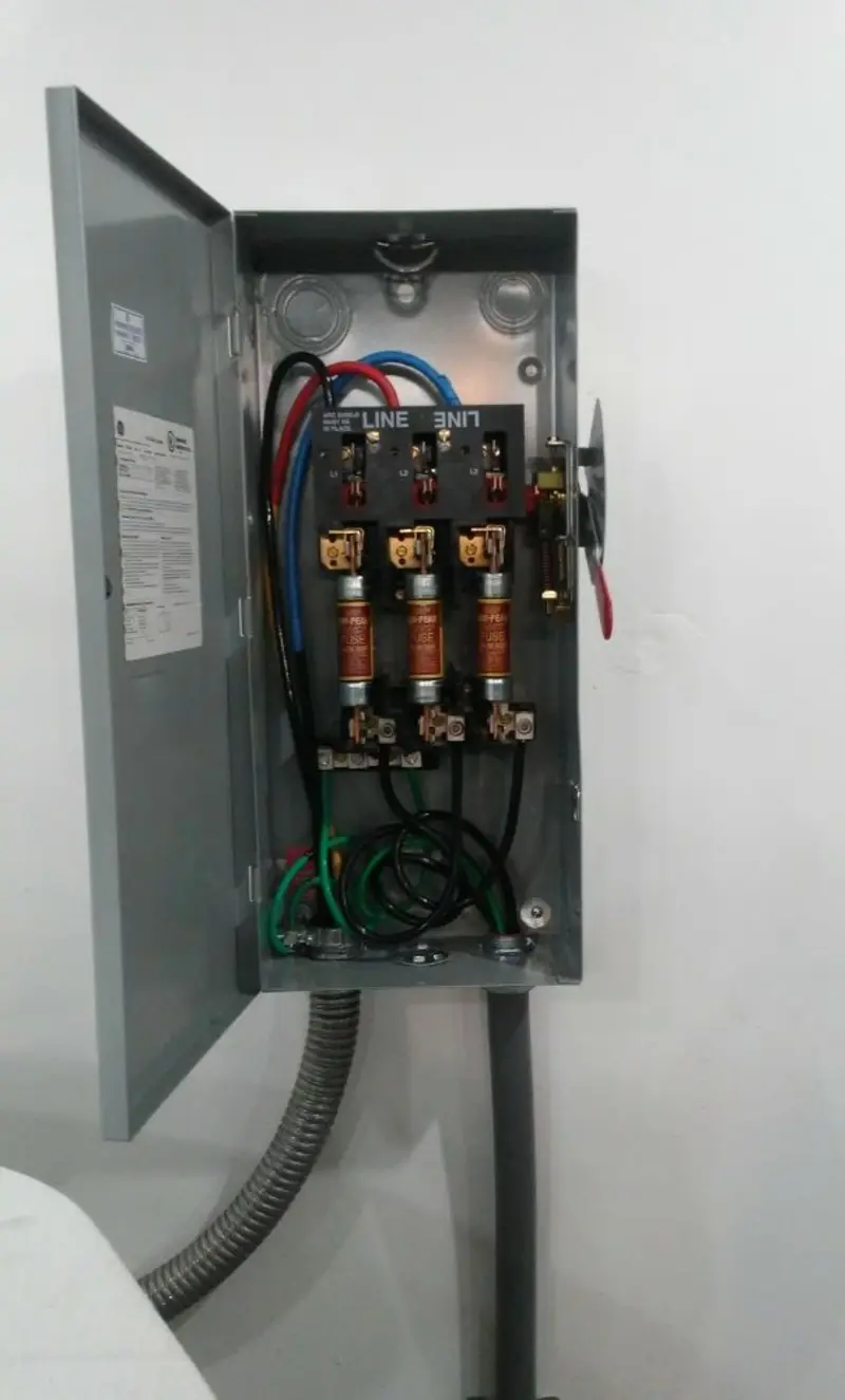 Three-phase disconnect switch installed for Smoke Detector Installation in Santa Monica